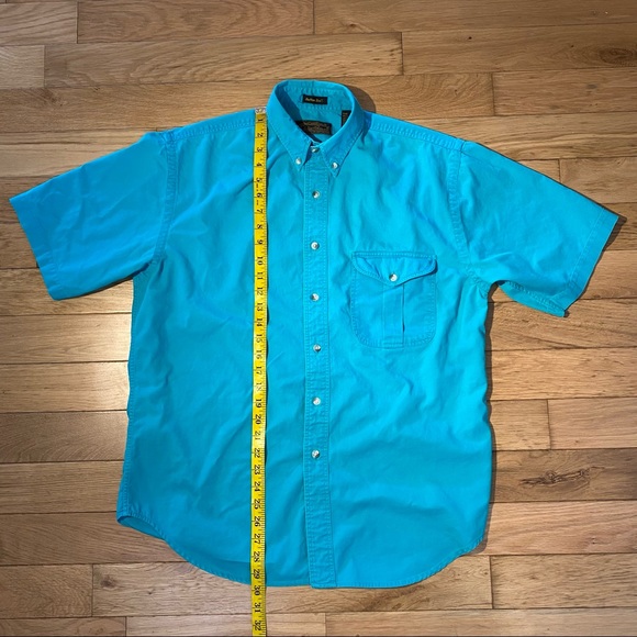 Mens Vintage Eddie Bauer Rufton Twill button down shirt in green teal size M - Picture 7 of 11